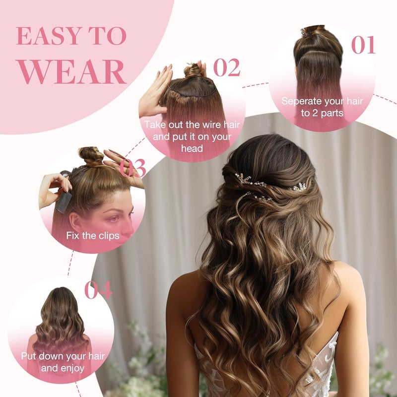 Goo-Goo GOO GOO Halo Hair Extensions - Ombre Natural Black to Chestnut Brown - Image 5